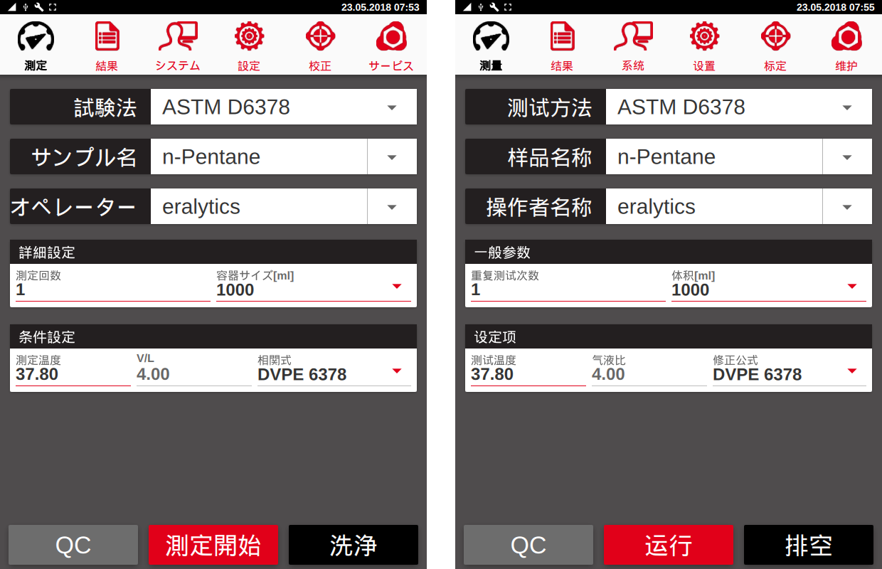 All eralytics measuring instruments are equipped with a multilingual, intuitive touchscreen