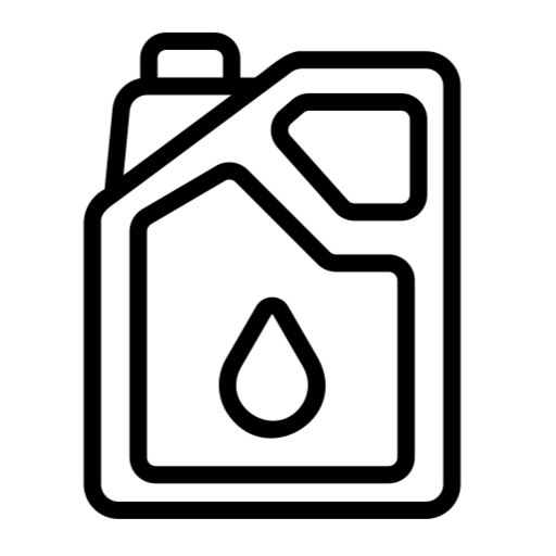 black and white icon showing a oil canister
